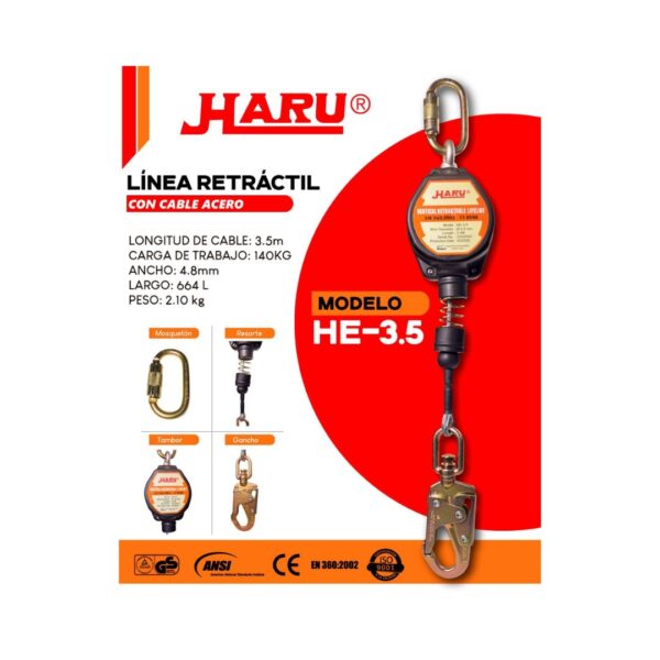 Bloque Retráctil de acero HARU HE 3-5